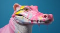 Hyperrealistic Fantasy Art: Painted Crocodile With Distinctive Noses