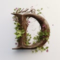 Hyperrealistic Fantasy Logo: D Formed By Organic Plant Vines