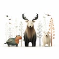 Hyperrealistic Fauna: A Delightful 3d Animal Illustration In Jon Klassen Style