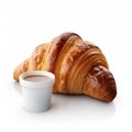 Hyperrealistic French Croissant With Cup Of Hot Milk Stock Photo