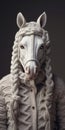 Hyperrealistic Horse Portrait In Knitwear: Meticulous Photorealism On Dark Background