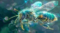 A hyperrealistic hyper detailed photograph of an insanely beautiful crystal bee