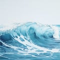 Hyperrealistic Illustration Of A Big Blue Ocean Wave