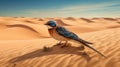 Hyperrealistic Illustration Of A Bird In A Desert