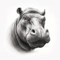 Hyperrealistic Illustration Of A Detailed Hippopotamus Face