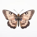 Hyperrealistic Illustration Of Dingy Skipper Butterfly On White Background