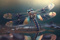 Hyperrealistic Illustration of a Dragonfly-Inspired Insect, Magnified Close-up
