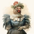 Hyperrealistic Illustration Of A Female Chicken In Beatrix Potter Style