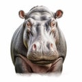 Realistic Hyper-detailed Drawing Of A White Hippopotamus