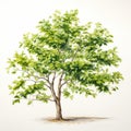 Hyperrealistic Illustration Of An Oak Tree In Persian Miniature Style