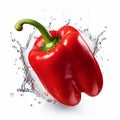 Hyperrealistic Illustration Of Water Splashing From Red Pepper