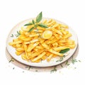 Hyperrealistic Illustrations Of Pasta And Herbs In Yellow And White