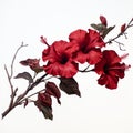 Hyperrealistic Illustrations Of Red Flowers On A Hibiscus Branch