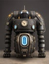 Hyperrealistic image of mechtorian rusty retrobot