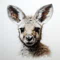 Hyperrealistic Kangaroo Baby Portrait Tattoo Drawing