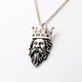 Hyperrealistic King Necklace With Crown - Silver Design