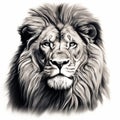 Hyperrealistic Lion Head Art Vector Illustration
