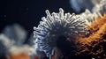 Hyperrealistic Marine Life Animated Wallpaper Of Close-up Cells In Dark White And Orange