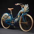 Hyperrealistic Marine Life Bicycle With Gold Dragon Detailing