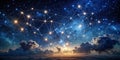 Hyperrealistic night sky where constellations form intricate dynamic patterns Creative AI