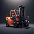 Hyperrealistic Orange Forklift Truck On Grey Background