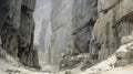 Deserted Canyon: A Detailed Hyperrealistic Painting Of Organic Stone Carvings