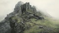 Hyperrealistic Painting Of A Castle On A Mountain Top