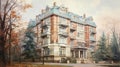 Hyperrealistic Painting Of A Nobleman\'s Condominium In Pre-1917 Russia