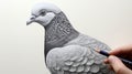 Hyperrealistic Pencil Drawing Of A Detailed Pigeon