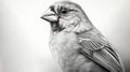 Hyperrealistic Pencil Drawing Of A Finch - Detailed Monochromatic Illustration