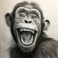 Hyperrealistic Pencil Drawing: Laughing Monkey Portrait