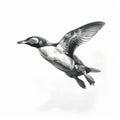 Hyperrealistic Penguin In Flight Drawing Illustration