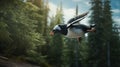 Hyperrealistic Penguin Flying Above Forest In Stunning 8k Image