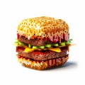 Hyperrealistic Pixel Art Bbq Burger On White Background In 8k Resolution