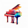 Hyperrealistic Pixel Piano Illustration With Lomography Effect