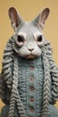 Hyperrealistic Portrait Of An Animal With Braided Hair In Bunny Outfit
