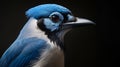 Photorealistic Blue Jay With Perfectly Round Eyes