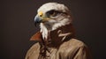 Hyperrealistic Portrait Of An Eagle In Jacket: Detailed Character Illustration Royalty Free Stock Photo
