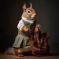 Hyperrealistic Portrait Of Squirrel In Traditional Bavarian Clothing