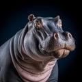 Hyperrealistic Portraiture: Close-up Of A Hippopotamus On Dark Background