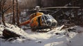 Hyperrealistic Portraiture: Helicopter In The Snow With Rusty Debris
