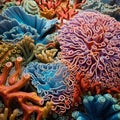 Hyperrealistic portrayal of a vibrant coral colony Royalty Free Stock Photo