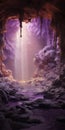 Hyperrealistic Purple Cave With Waterfall: Unreal Engine 5 Art