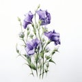 Hyperrealistic Purple Flower Bouquet On White Background