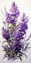 Hyperrealistic Purple Plants And Flowers Illustration With Sculptural Dimensionality