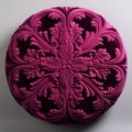 Hyperrealistic Purple Velvet Cushion With Ornate Carving