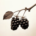 Hyperrealistic Rendering Of Blackberries On Branch