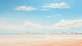 Minimalist Desert Horizon: Dreamlike Illustration In Subtle Colors