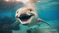 Hyperrealistic Rendering Of Whale Shark Sunbathing Underwater At Golden Hour Royalty Free Stock Photo