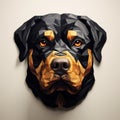 Hyperrealistic Rottweiler Head Dog Design - Low Polygon Template